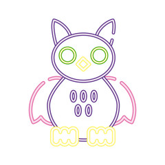 halloween owl neon style icon