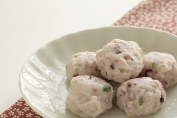 Japanese food, octopus fishcake with copy space 