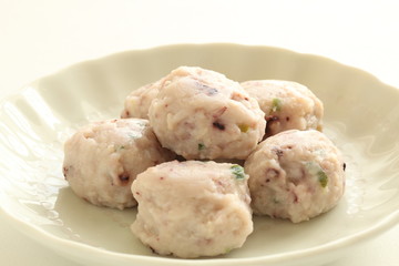 Japanese food, octopus fishcake with copy space 