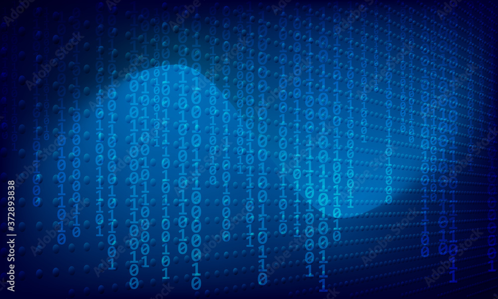 Poster technology digital data and big data. blue science abstract background.