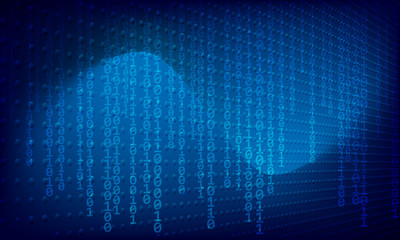 technology digital data and big data. blue science abstract background.