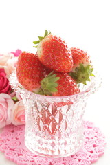 strawberry in glass bottle for spring dessert