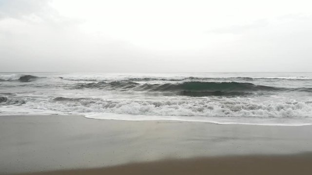 Drone Footage of Ocean waves in a small Indian Village 