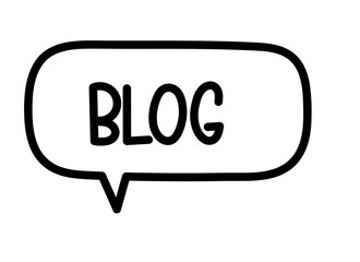 Blog inscription. Handwritten lettering illustration. Black vector text in speech bubble. Simple outline marker style. Imitation of conversation. Vector illustration