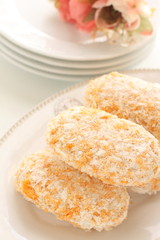 Japanese food, frozen cream crab croquette on dish