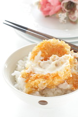 Japanese food, cream crab croquette on rice 
