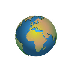 Earth globe. 3D Earth map. World map. Planet. Vector illustration
