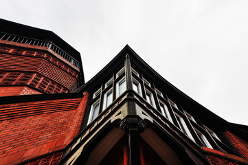 red brick building with sky