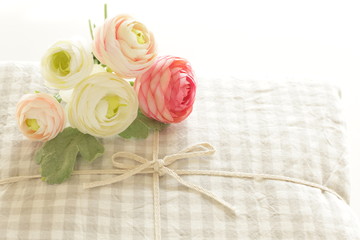 beige cotton cloth for laundry with flower 