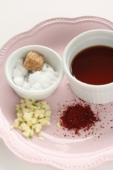 Korean cooking, sugar with soy sauce with chili pepper also garlic