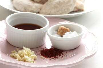 Korean cooking, sugar with soy sauce with chili pepper also garlic