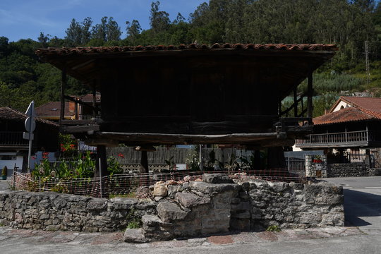 Asturias.  Bue&ntilde;o, the beautiful villlage of Horreos in Oviedo, Asturias. Spain