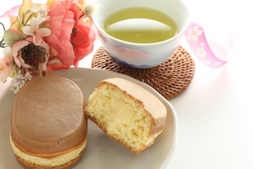 Japanese food, cheese filling in pan cake 