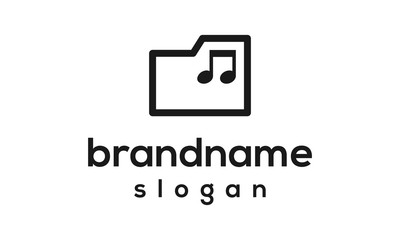 Music folder logo design vector