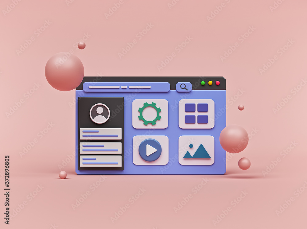 Poster modern web page interface minimal design. 3d rendering