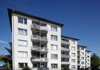 Monotone weisse Wohnh&auml;user, Wohngeb&auml;ude, Bremerhaven, Deutschland