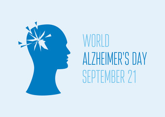 World Alzheimer's Day vector. Head of a man with mental illness vector. People with Alzheimer's disease icon vector. Mental health icon. Alzheimer's Day Poster, September 21. Important day