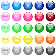 Music waves icons in color glossy buttons