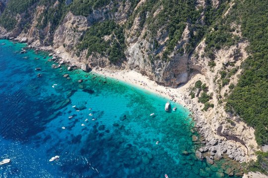 Seagull bay baia dei gabbiani beach sardinia aerial view