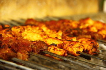 delicious Adana kebab and salads