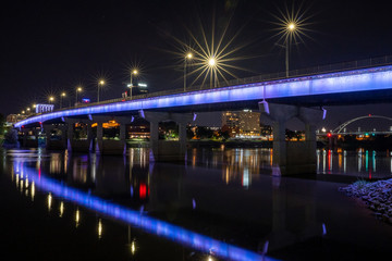 Fototapeta na wymiar Main Street Bridge over the Arkansas River at Little Rock