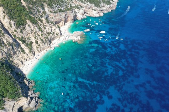 Seagull bay baia dei gabbiani beach sardinia aerial view