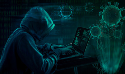 hooded hacker covid19 coronavirus phishing attack scam