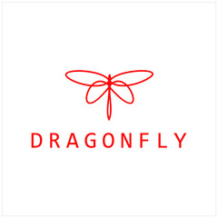 Minimalist elegant Dragonfly wings logo design with line art style