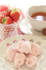 Pink sweet candy on dish for confectionery image