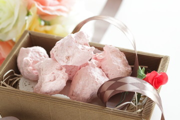 Homemade strawberry candy in gift box for Valentine's Day food