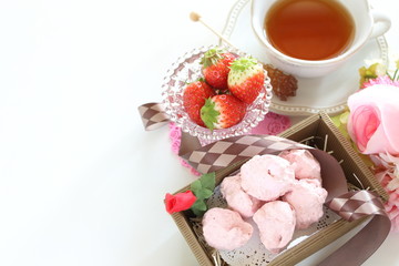 Homemade strawberry candy in gift box for Valentine's Day food