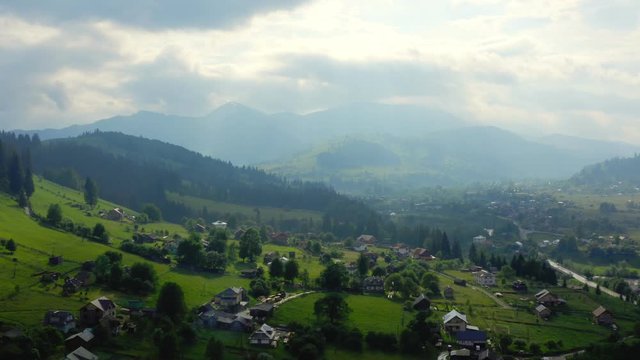 Forest mountains green field hill jungle treen aerial
