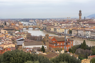 Fototapeta na wymiar Arno River Florence Italy Cityscape