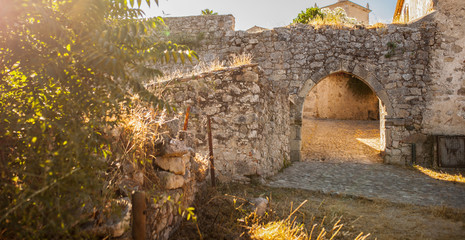 Coria Gate of medieval citadel of Trujillo, Spain