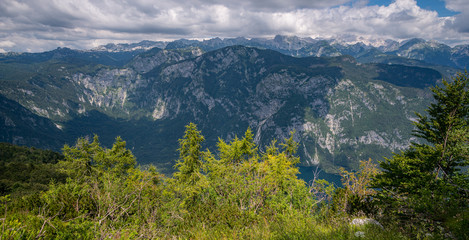Fototapeta na wymiar view of the julian alps from Vogel mountain in Slovenia