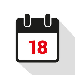 simple calendar icon 18 on white background vector illustration EPS10