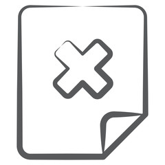 Fototapeta premium Cross sign over sheet depicting delete file icon doodle style 