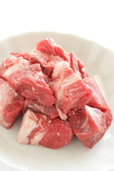 Freshness beef steak on white plate with copy space