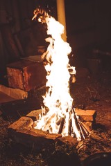 fire in fireplace
