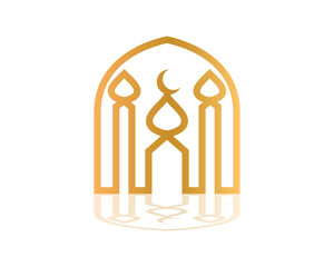 Golden Mosque Creative Symbol and Icon