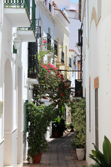 Fototapeta na wymiar Andalusian-style street in the old town of Marbella