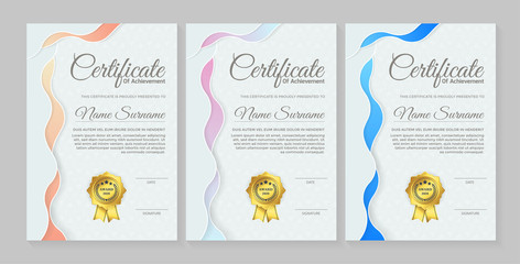 Achievement certificate best award diploma set.