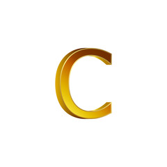 Luxury and Modern Design of 3d Golden C Alphabet .Golden Colored 3d Design of C Alphabet.Golden Colored Alphabetic Collection.