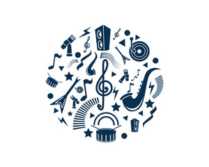 Music Festival with Music Instruments Symbol