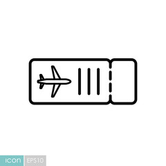 Ticket plane flat vector icon