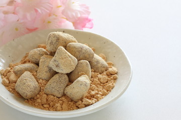 Japanese food, Kinako soy powder candy on dish