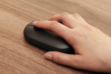 Business, Education, Programming, People and Technology Concept.. Woman hand on computer keyboard...