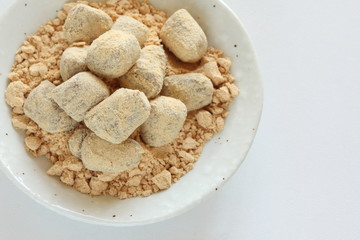 Japanese food, Kinako soy powder candy on dish