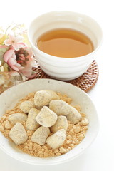 Japanese food, Kinako soy powder candy on dish