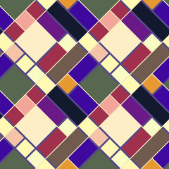Patchwork, mosaic and geometric elements, seamless pattern.